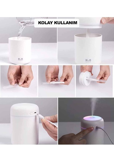 H-17 Renkli Led Işıklı Hava Nemlendirici - Sessiz Ve Etkili Nemlendirme
