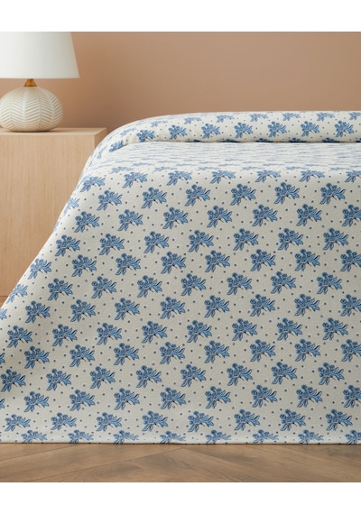 English Home Blue Bouquet Baskılı Pamuklu Çift Kişilik Pike 200x220 Cm Mavi Mavi