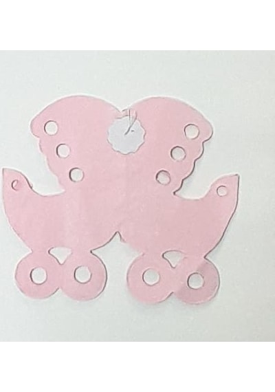 Kağıt Uzar Süs Bebek Arabası Modeli Pembe - 3,00 Mt X 17 Parça Pembe