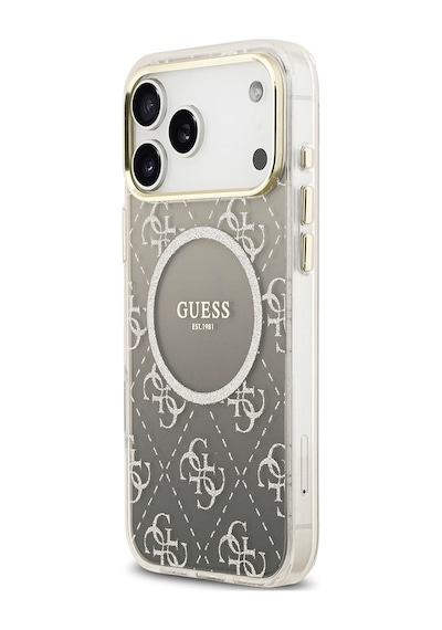 Apple Uyumlu iPhone 17 Pro Kılıf Guess Lisanslı M-safe Şarj Özellikli 4g Desenli Simli Silikon Kapak Gri Gri