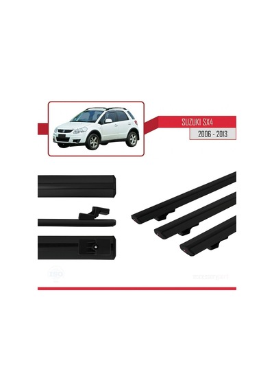 Suzuki Sx4 2006-2013 Arası İle Uyumlu Basic Model Ara Atkı Tavan Barı Siyah 3 Adet