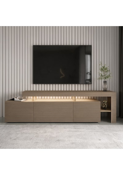 Beliz Modern Led Işıklı 3 Kapaklı, Raflı Tv Sehpası 192 Cm Sıcak Meşe/safir Meşe Beliz Modern Led Işıklı 3 Kapaklı, Raflı Tv Sehpası 192 Cm Sıcak Meşe/safir Meşe