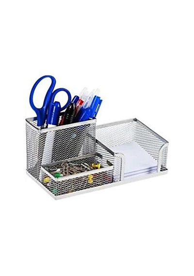 3 Bölmeli Metal Perforeli Organizer (GÜMÜŞ)