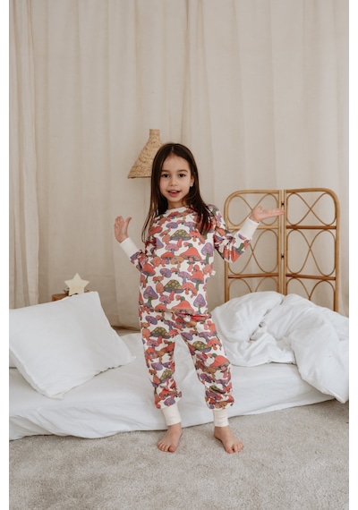 Mantar Baskılı Color Shapes Çocuk Pijama Seti Pembe
