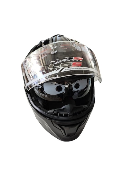 Ls5 Helmets Çeneden Açılır Kask Vizörlü Parlak Siyah Gri