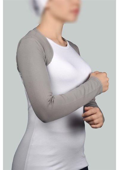 Altobeh Uzun Kollu Kadın Tesettür İçe Giyilen Bolero - Gri Çok Renkli