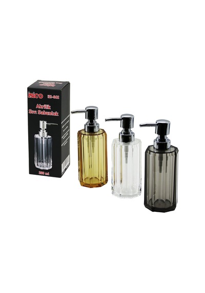 Uzun Sekizgen Şeffaf - Renkli Akrilik - Mika Kristal Sıvı Sabunluk 200ml