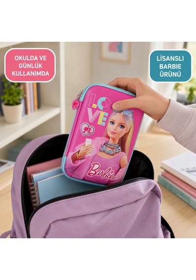 Bakgelal Barbie Eva Büyük Kalemlik Geniş Kalem Çantası Fermuarlı Okul Kalem Kutusu - 9053166947468 Cok Renkli