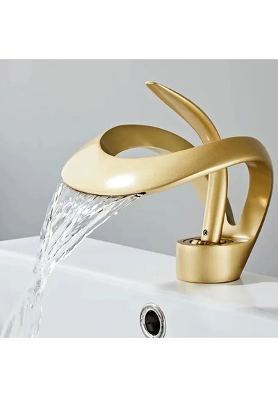 Lüks Gold Altın Şelale Lavabo Bataryası Gold
