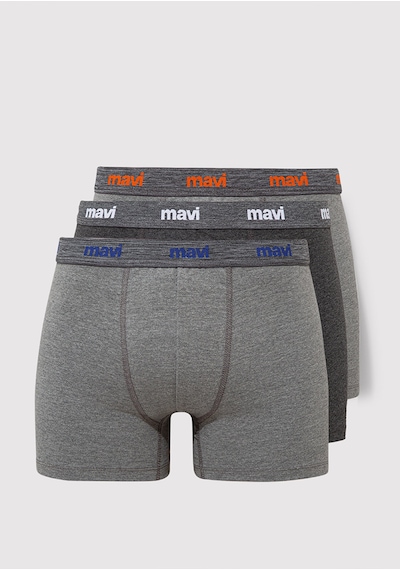 Mavi - 3lü Gri Basic Boxer Seti 0911407-23854 Beyaz