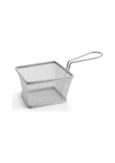 Paslanmaz Mini Sunum Sepeti, Patates Kızartması, Börek, Soğan Halkası Servis Sepeti Sunumluk Metal Rengi