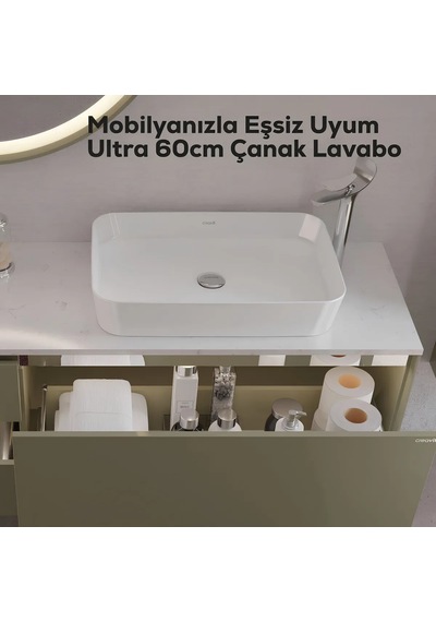 Ultra Dikdörtgen Çanak Tipi Lavabo 60 Cm