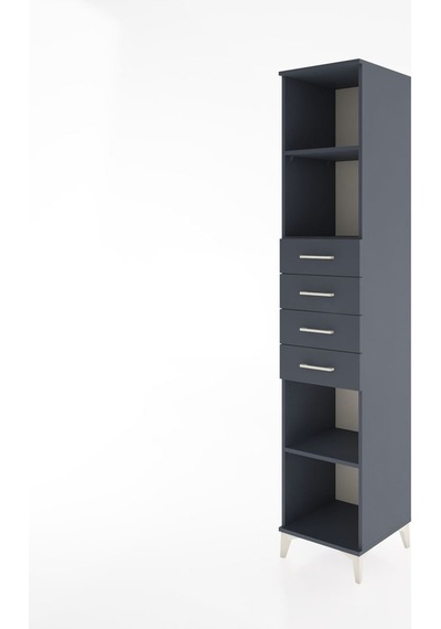 Hyperion Dolap 3 Raflı 4 Çekmeceli 44x44x221 Antrasit-antrasit Antrasit