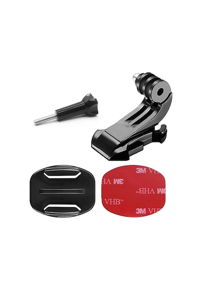 Gplus Bs04yvj 4 Parça Flat Zemin Düz Yüzey J-hook Hızlı Tak Aksiyon Kamera 3m Yapışkan Motor Kask Bağlantı Set Siyah