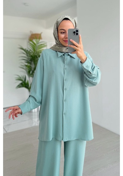 Ka Hijab Pearly Takım - Su Yeşili