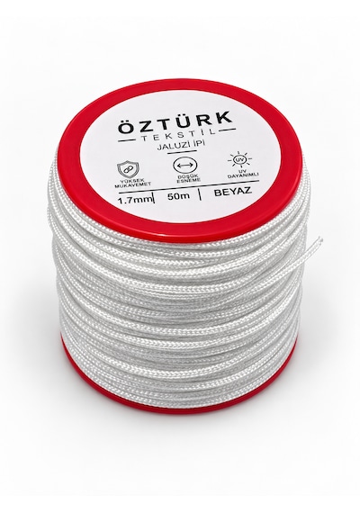 1.7 Mm Jaluzi, Stor Ve Katlamalı Perde İpi 50 Metre Polyester Beyaz