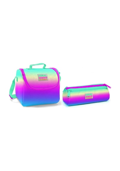 Coral High Yeşil- Mor-Pembe-Sarı Kız Çocuk Beslenme Çantası Ve Ka