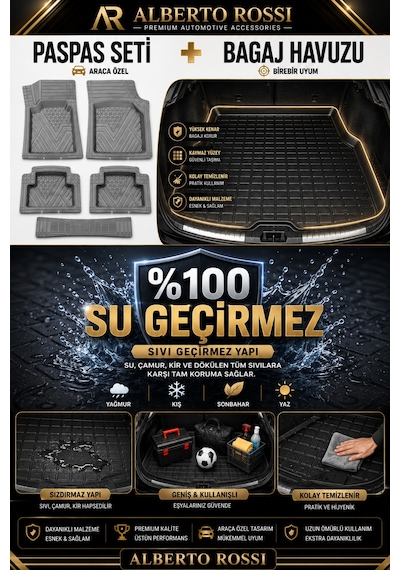 Seat Arona 2017+ Uyumlu Araca Özel 3d Bagaj Havuzu Ve Paspas Alpina Gri