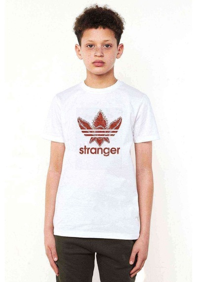 Tshirthane Stranger Kırmızı Çiçek Baskılı Unisex Çocuk Beyaz T-Shirt