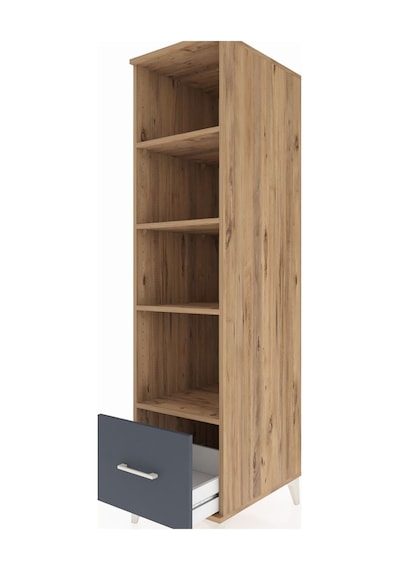 Kronos Dolap 4 Raflı Tek Çekmeceli 44x59x182 Çam-antrasit Atlas Çam