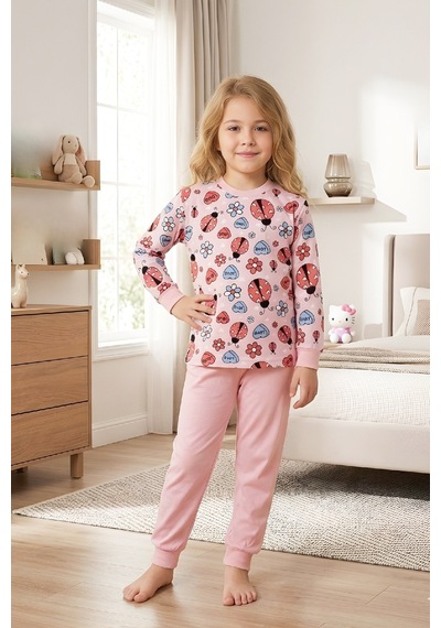 Modanino Kız ÇocukPamuk Pijama Takımı 4-11 Yaş 12628 Pembe