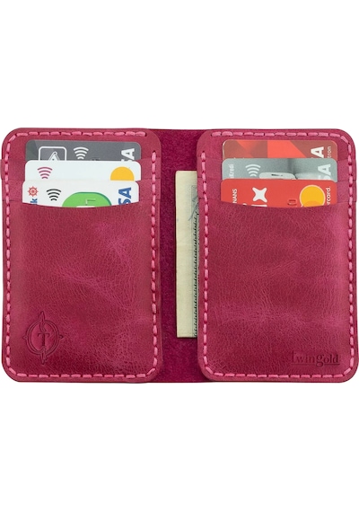 Twingold İsme Özel Dikey Mini Cüzdan - %100 Rainbow Deri - A010005 - Fuşya Fuşya