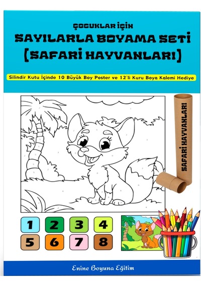 Çocuklar İçin Sayılarla Boyama Seti Safari Hayvanlar