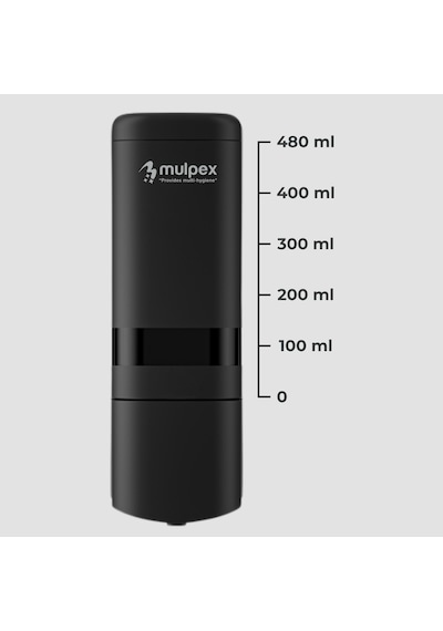 Mulpex 480 Ml Siyah Duvara Monte Sıvı Sabun Dispenseri Premium Kalite Abs Gövde, Anahtarlı, Şık Ve Güvenli Siyah