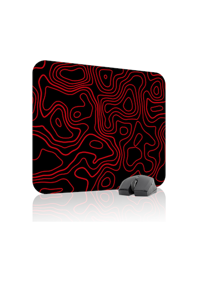 Kırmızı Siyah 48x40 Xl Taraftar Gaming Oyuncu Mouse Pad Kaymaz Taban Büyük Fare Altlığı Topography