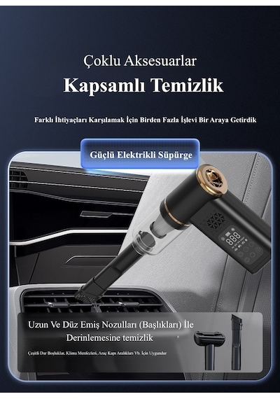 Hb-805 Çok Fonksiyonlu Taşınabilir Araç Pompası Şişirme,süpürme Vakumlu Temizleme,üfleme Ve Aydınlatma Makinesi 0 - 150 Psı 0 - 10 Bar