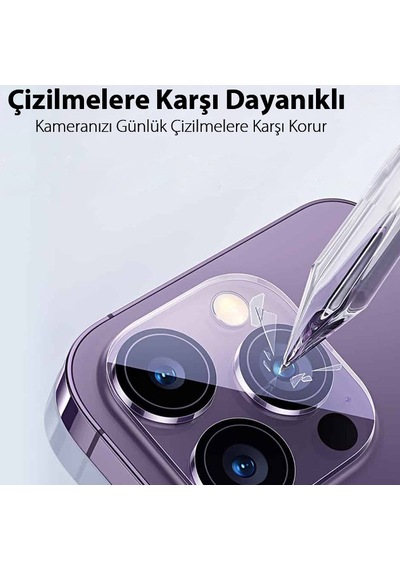 Baseus Apple Uyumlu iPhone 15 Pro-15 Pro Max Crystal Hd Kamera Koruyucu 2 Ade