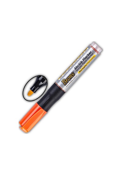 Akrilik Marker Yuvarlak Uç 1 Adet Brons Akrilik Markör Metal Seramik Ahşap Kumaş Tuval Cam Taş Turuncu