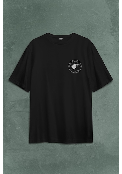 Game Of Thrones Logo Sırt Ön Baskılı Oversize Tişört Unisex T-shirt 001
