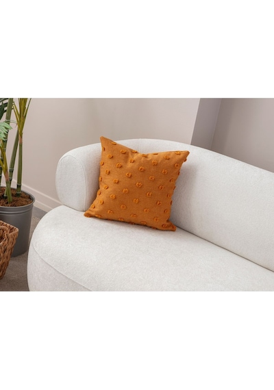 Swita Home Dekoratif Puantiye Keten Kumaşlı Kırlent Kılıfı 43x43 Hardal