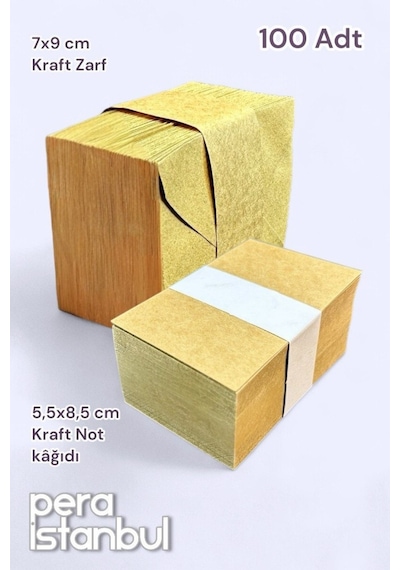 100 Adet Mini Zarf 70mmx90mm Kraft Zarf Hediye Doğum Günü Dilekleri Zarfı Kraft Not Kartlı