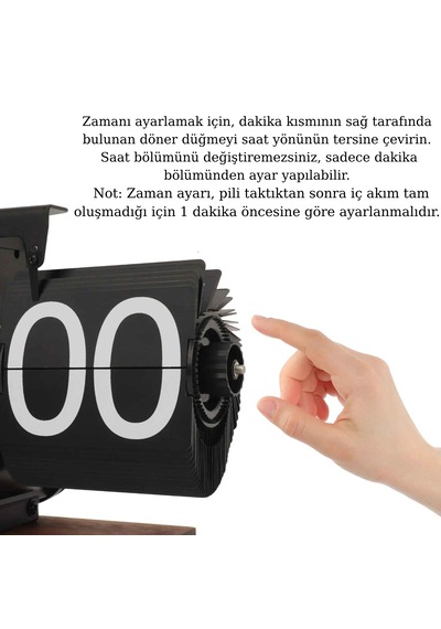 Vintage Flip Clock Mekanik Sayfa Çevirme Saat Minimalist Retro Masa Saati, Ofis Ve Ev Dekoratif Saat Siyah