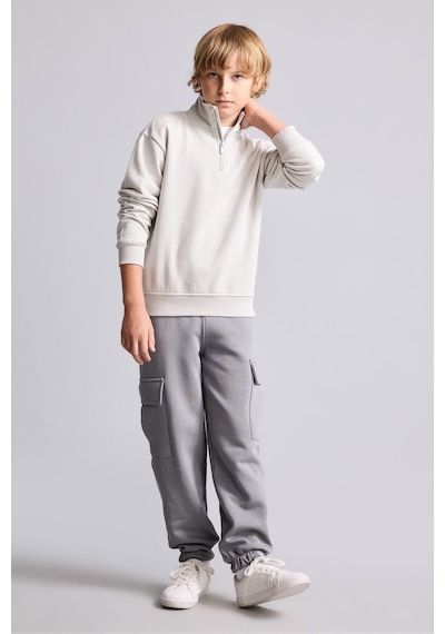 Defacto Oversize Yarım Fermuarlı Dik Yaka Sweatshirt Erkek Çocuk H7132a826augr294 Gri-gr294