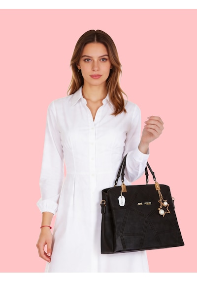 Westbag Kadın Butterfly El Ve Omuz Çantası Kol Çantası Charm Detaylı Siyah