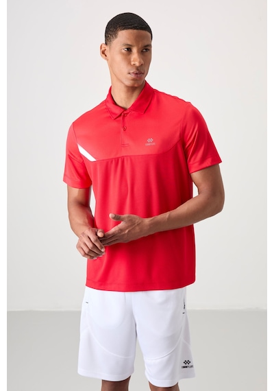 Tommy Life Kırmızı Nefes Alan Dokulu İnce Esnek Standart Fit Polo Yaka Erkek Performans T-shirt - 88402 Kırmızı