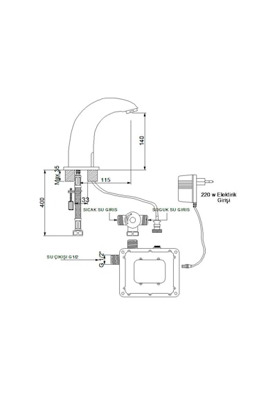 Newarc - Elite Fotoselli Lavabo Bataryası - 510523 350109 Krom