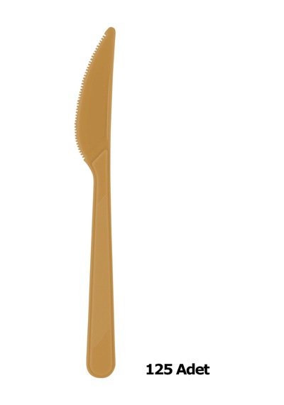 Plastik Gold Altın Renkli Lüx Parti Doğum Günü Bıçak - 18 Cm. - 25 Adetlik 5 Paket Altın