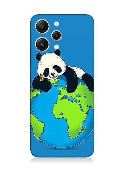 Xiaomi Redmi 12 Uyumlu Silikon Kılıf Yorgun Panda Ve Dünya