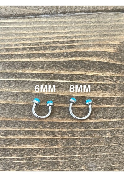 316 L Cerrahi Çelik Anti Alerjik Firuze Taşlı Halka Piercing Gümüş