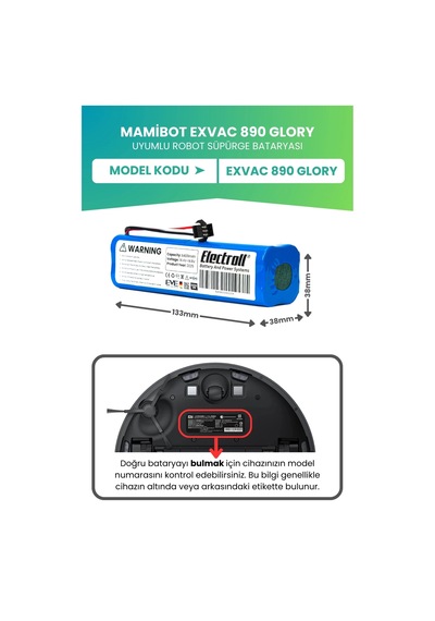 Mamibot Exvac 890 Glory Uyumlu Batarya Ultra Yüksek Kapasite 6400mah Robot Süpürge Bataryası