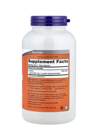 L-lysine Eaa 500 Mg 250 Veg. Capsules - Supports Collagen Synthesis - Health Immune Functıon