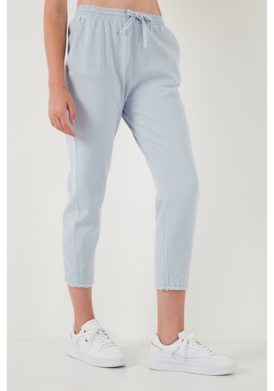 Lela Pamuklu Normal Bel Regular Fit Düz Paça Bayan Pantolon 668Yp42282S4 Buz Mavi