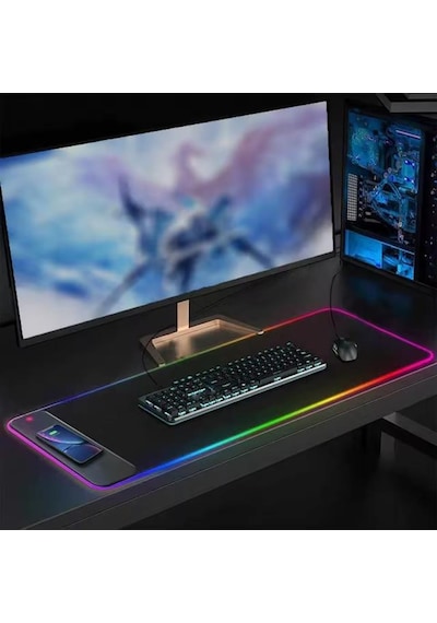 Powermaster Pm-25115 Xl Rgb Gaming Mouse Pad Wireless Telefon Şarj Destekli 14 Modlu