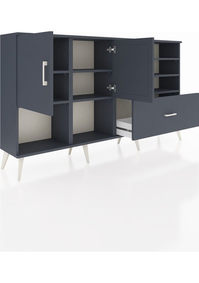 Arges Konsol 7 Raflı Tek Çekmeceli 2 Kapaklı 176x30x99 Antrasit-antrasit Antrasit - Antrasit Arges Konsol 7 Raflı Tek Çekmeceli 2 Kapaklı 176x30x99 Antrasit-antrasit Antrasit - Antrasit