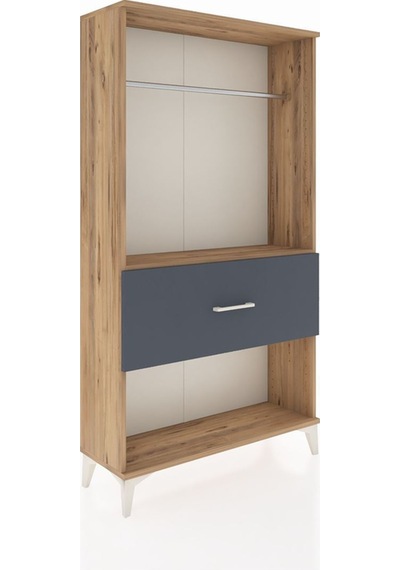 Arges Dolap Tek Raflı Tek Çekmeceli Tek Askılı 88x30x163 Çam-antrasit Atlas Çam