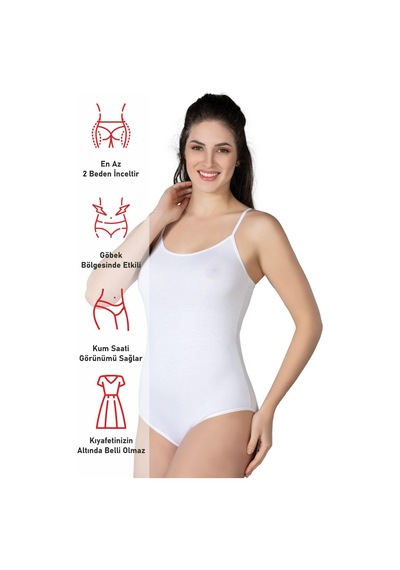 Beyaz Mı Emay 1415 Modal Cotton Çıtçıtlı İnce Askılı Body Beyaz